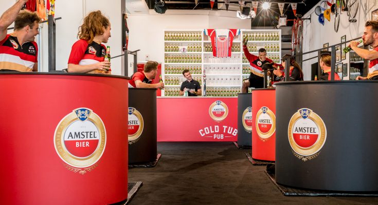 To celebrate Prudential RideLondon 2017, taking place today and tomorrow, Amstel has enlisted the help of cycling superstar and Olympian Mark Cavendish to open the world’s first ever ‘ice-bath pub’, where cyclists can rest their weary legs in cold tubs while enjoying a cold, refreshing Amstel Bier.
