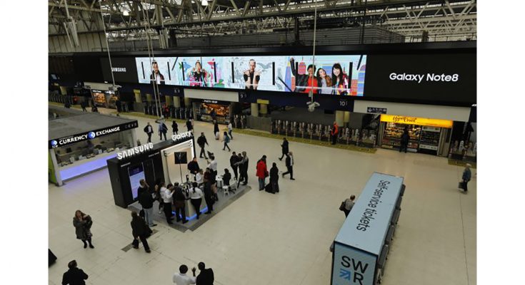 Samsung has been supporting the launch of the Galaxy Note8 with experiential and Out-of-Home take-overs of key locations in some of the world’s busiest cities, including London’s Waterloo Station.